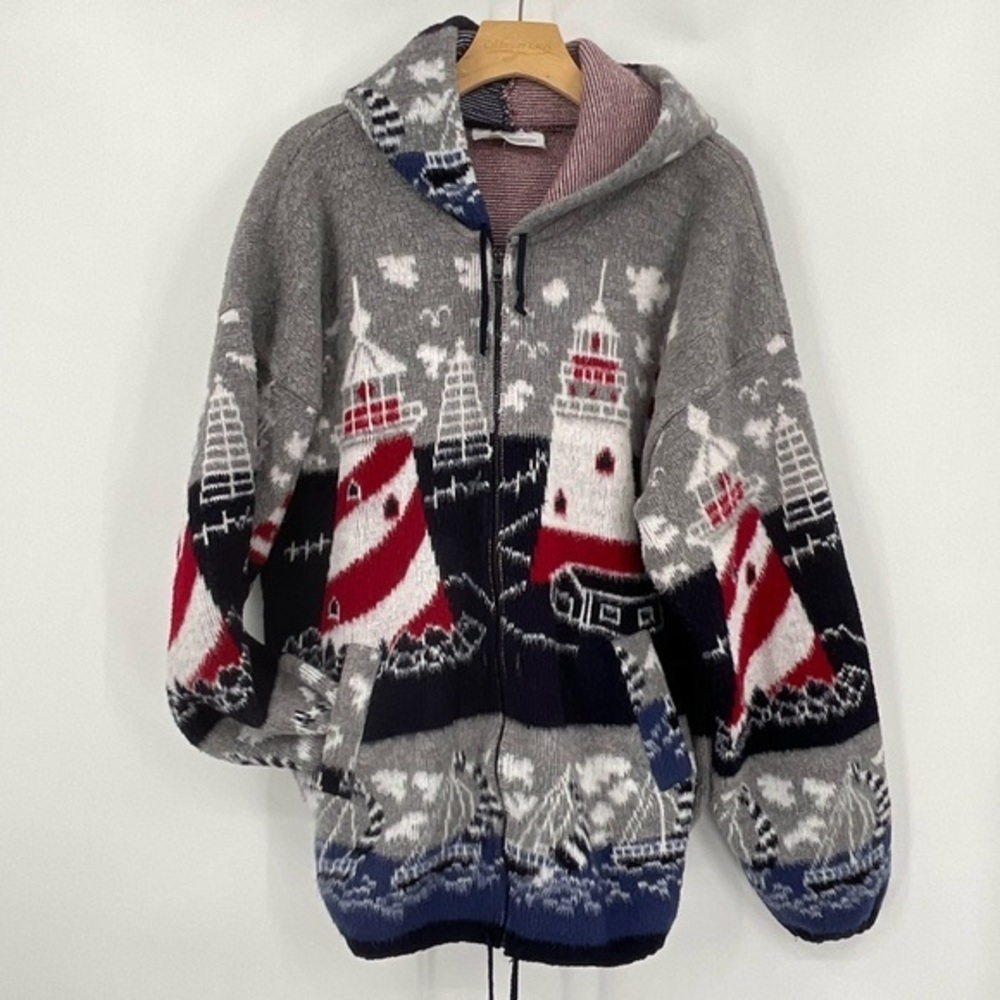 100%‎ Virgin Wool Nautical Jacket Native People Spirit Size Xl